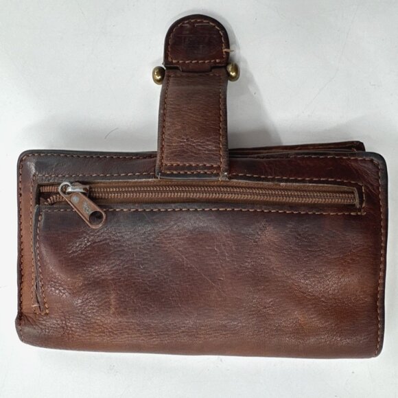 Vintage Y2K Fossil Distressed Soft Leather Wallet Trifold Brown Card Money Snap - Picture 4 of 14